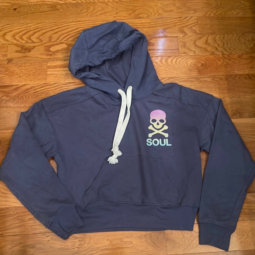 SoulCycle crop skull hoodie sweatshirt